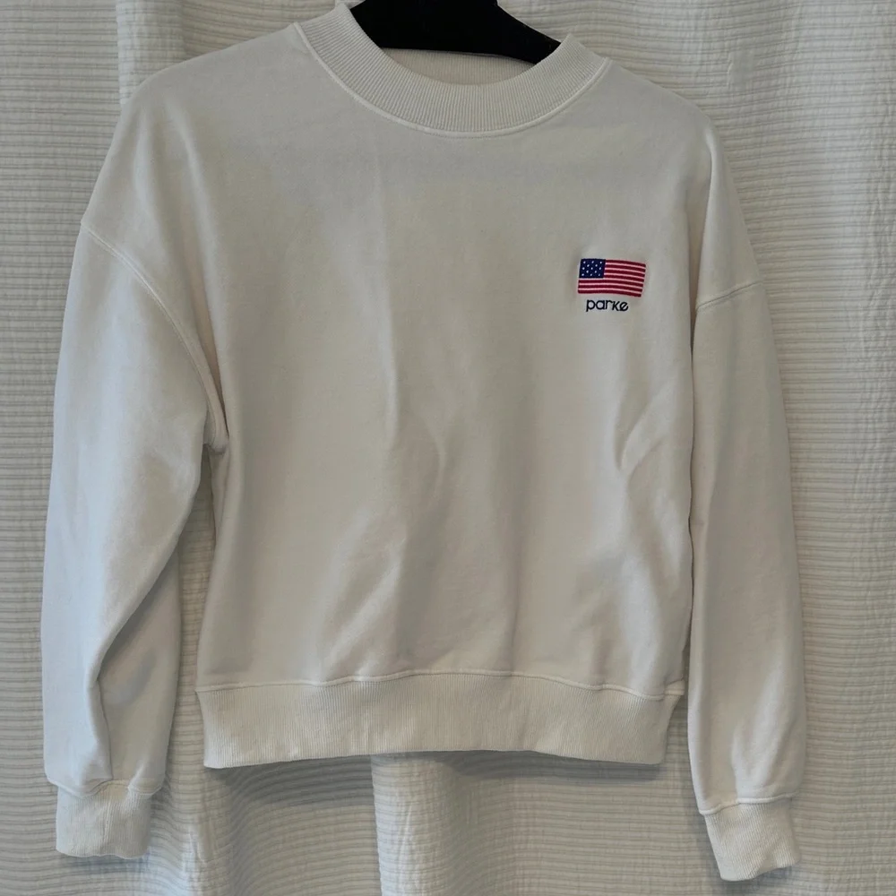Parke Pre Shrunk Mock Neck Cropped Flag Sweatshirt - Picture 2 of 6